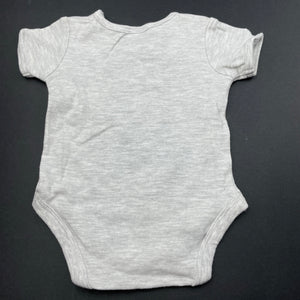 unisex Kids & Co, grey marle bodysuit / romper, EUC, size 0000,  