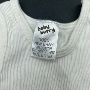 unisex Baby Berry, white ribbed cotton singlet top, EUC, size 0000,  