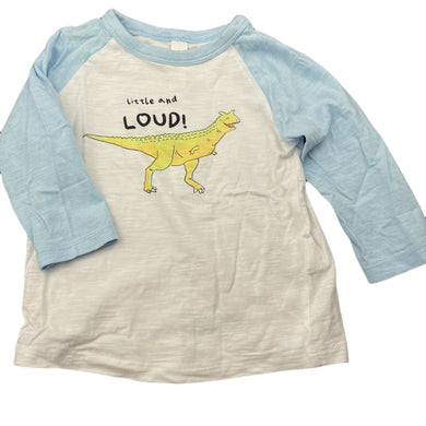 Boys Dymples, organic cotton long sleeve top, dinosaur, EUC, size 0,  