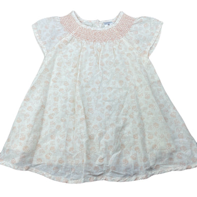 Girls Target, cotton lined floral viscose / linen dress, EUC, size 0, L: 41cm