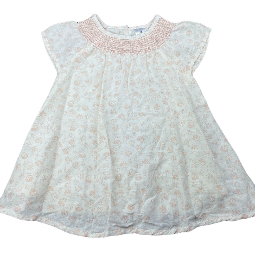 Girls Target, cotton lined floral viscose / linen dress, EUC, size 0, L: 41cm