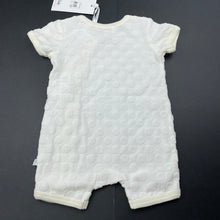 Load image into Gallery viewer, unisex Bebe by Minihaha, cream textured zip romper, NEW, size 0000,  