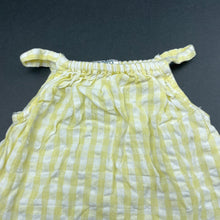 Load image into Gallery viewer, Girls Anko, yellow check lightweight cotton romper, GUC, size 0000,  