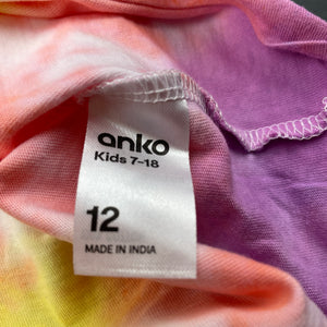 Girls Anko, tie dyed cotton t-shirt / top, FUC, size 12,  