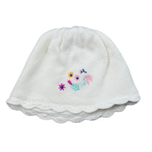 Load image into Gallery viewer, Girls Higgledee, lined knitted cotton hat / beanie, EUC, size 0,  