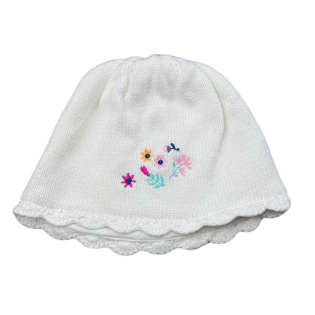 Girls Higgledee, lined knitted cotton hat / beanie, EUC, size 0,  