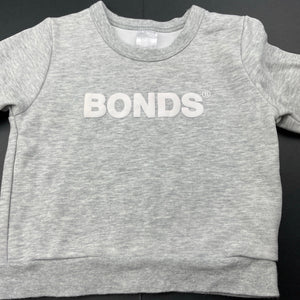 unisex Bonds, grey marle Tech Sweat lightweight sweater / jumper, GUC, size 0,  