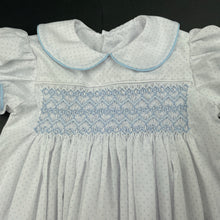 Load image into Gallery viewer, Girls Stitched by Me, smocked lightweight dress, light marks, no size, armpit to armpit: 27.5cm, FUC, size 0-1, L: 41cm