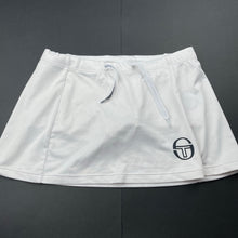 Load image into Gallery viewer, Girls SERGIO TACCHINI, white sports skirt, built-in shorts, Sz: S, W: 28cm across unstretched, EUC, size 8-9,  