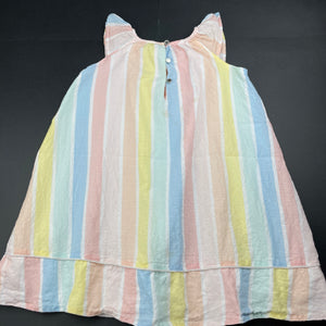 Girls Gillian's Closet, lined striped cotton dress, marks on back, FUC, size 4, L: 52cm