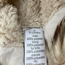 Load image into Gallery viewer, Girls Baby Berry, fleece lined hooded jacket / coat, marks on hood, FUC, size 0,  