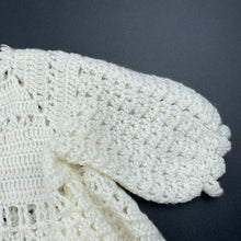Load image into Gallery viewer, Girls handmade, crocheted cardigan, L: 33cm, armpit to armpit: 25cm, EUC, size 0-1,  