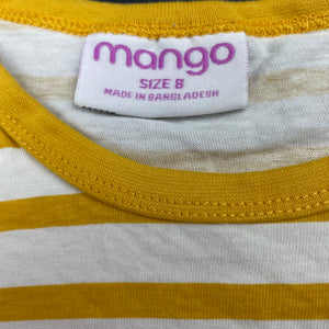 Girls Mango, striped cotton t-shirt / top, FUC, size 8,  