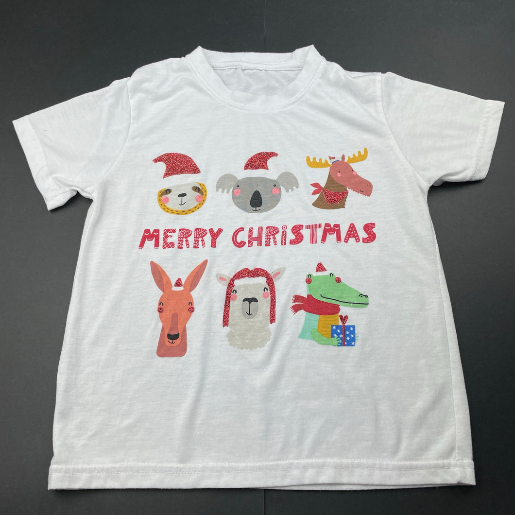 Girls soft feel, lightweight Christmas t-shirt / top, no labels, L: 43cm, armpit to armpit: 35cm, EUC, size 8-10,  