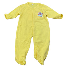 Load image into Gallery viewer, Girls yellow, cotton coverall / romper, flower, GUC, size 0000,  
