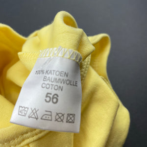 Girls yellow, cotton coverall / romper, flower, GUC, size 0000,  
