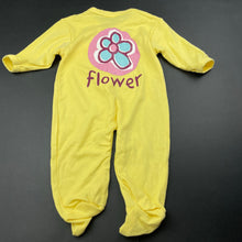 Load image into Gallery viewer, Girls yellow, cotton coverall / romper, flower, GUC, size 0000,  