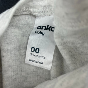 unisex Anko, grey cotton zip coverall / romper, GUC, size 00,  