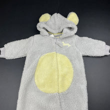 Load image into Gallery viewer, unisex Peter Alexander, soft fleece zip coverall / romper, detachable hood, EUC, size 000-00,  