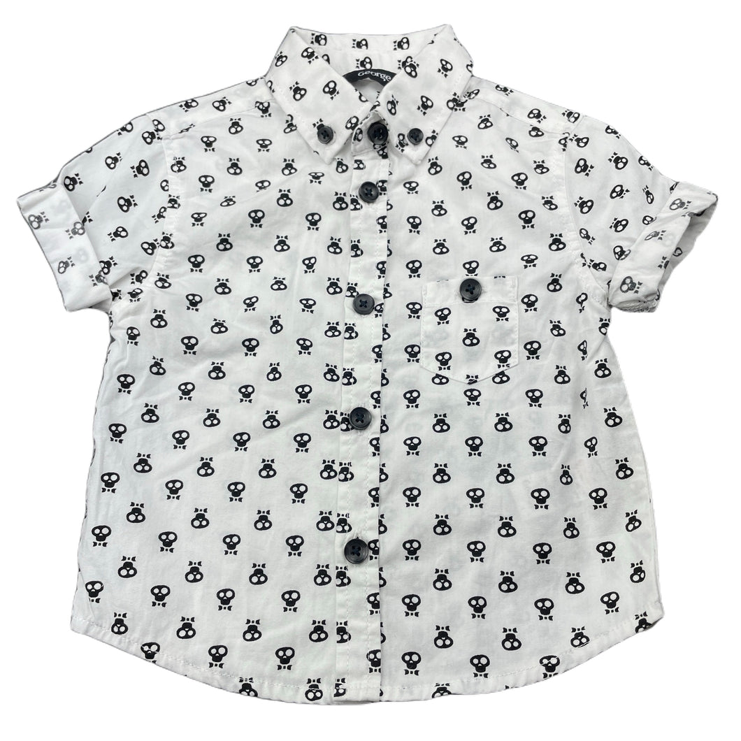 Boys George, lightweight cotton short sleeve shirt, skulls, EUC, size 0,  