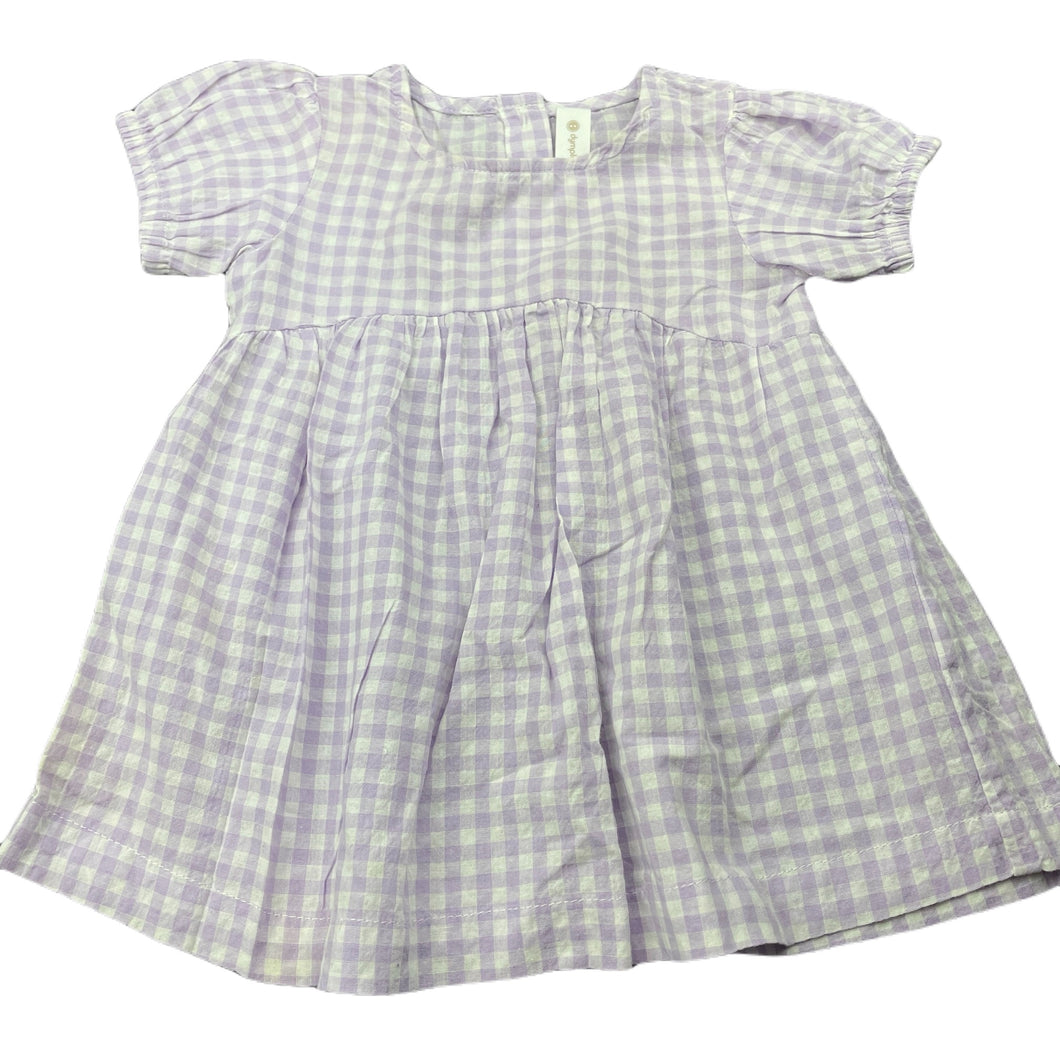 Girls Dymples, lightweight purple gingham dress, GUC, size 0, L: 37cm