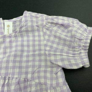 Girls Dymples, lightweight purple gingham dress, GUC, size 0, L: 37cm