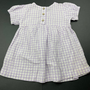 Girls Dymples, lightweight purple gingham dress, GUC, size 0, L: 37cm