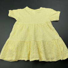 Load image into Gallery viewer, Girls Zara, textured lemon cotton / viscose dress, EUC, size 1, L: 40cm