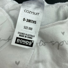 Load image into Gallery viewer, unisex Bonds, stretchy cozysuit coverall / romper, EUC, size 000,  