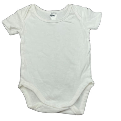 unisex Anko, white cotton bodysuit / romper, GUC, size 00,  