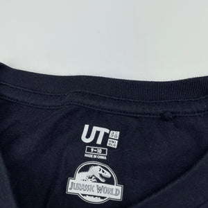 Boys Uniqlo, navy cotton t-shirt / top, dinosaurs, GUC, size 9-10,  
