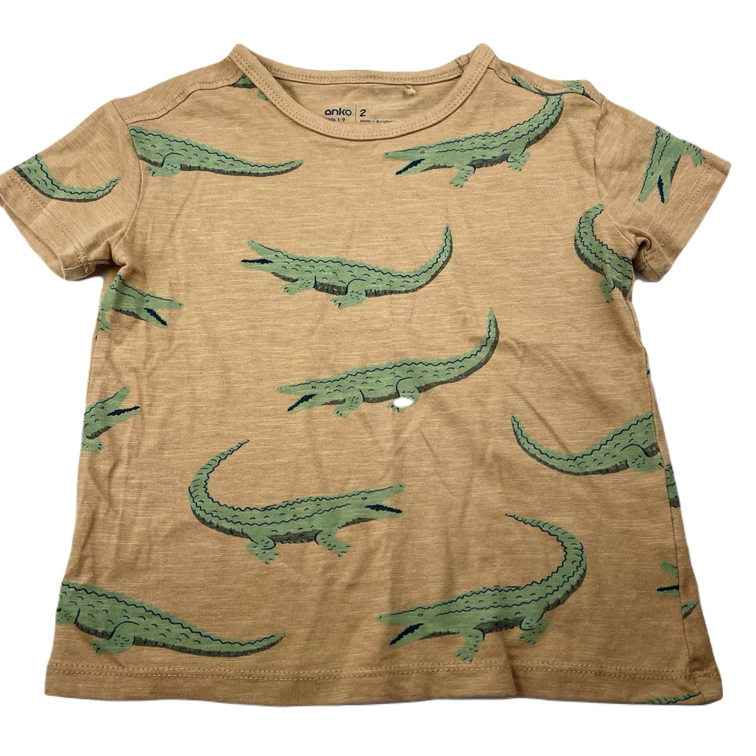 Boys Anko, cotton t-shirt / top, crocodiles, GUC, size 2,  