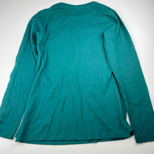 Boys KID, green cotton long sleeve t-shirt / top, EUC, size 14,  