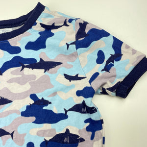 Boys Pekkle, soft cotton pyjama t-shirt / top, sharks, GUC, size 7,  