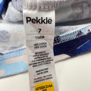 Boys Pekkle, soft cotton pyjama t-shirt / top, sharks, GUC, size 7,  