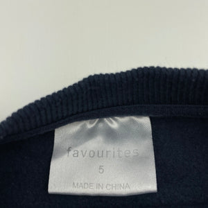 unisex Favourites, navy fleece lined sweater / jumper, EUC, size 5,  