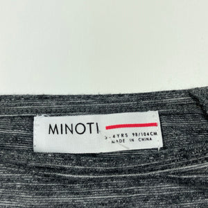 Girls MINOTI, grey lightweight t-shirt / top, EUC, size 3-4,  