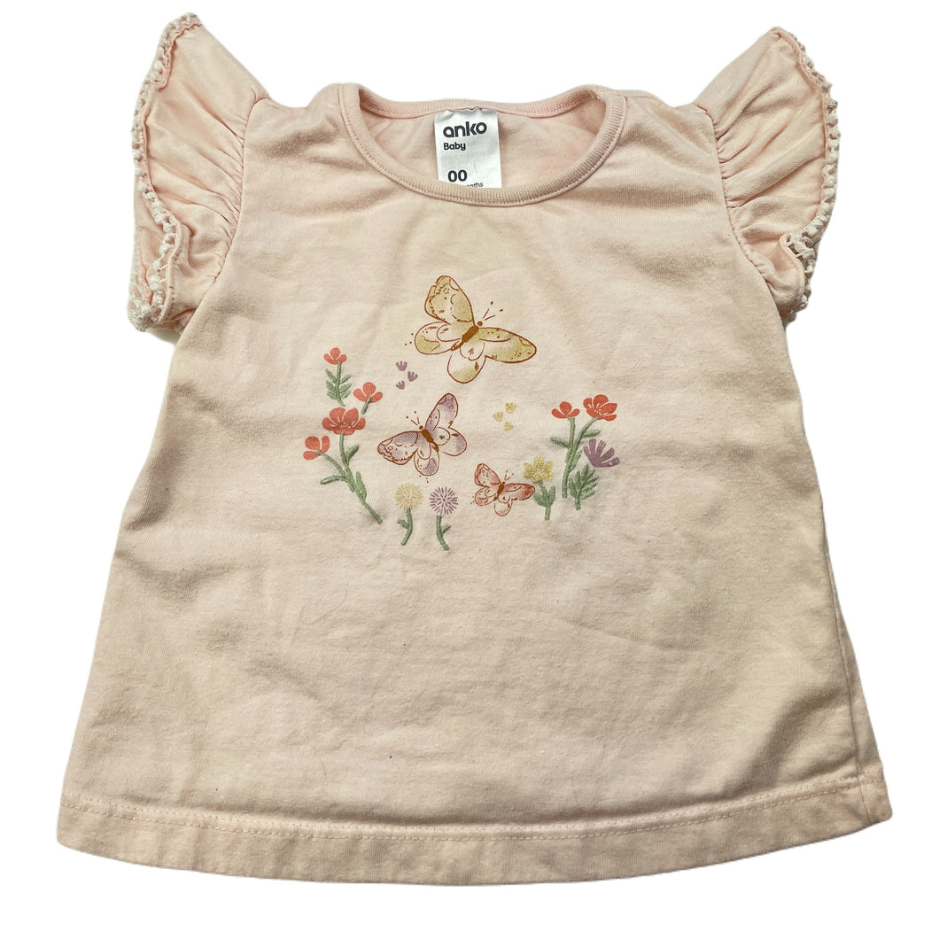 Girls Anko, pink cotton t-shirt / top, GUC, size 00,  
