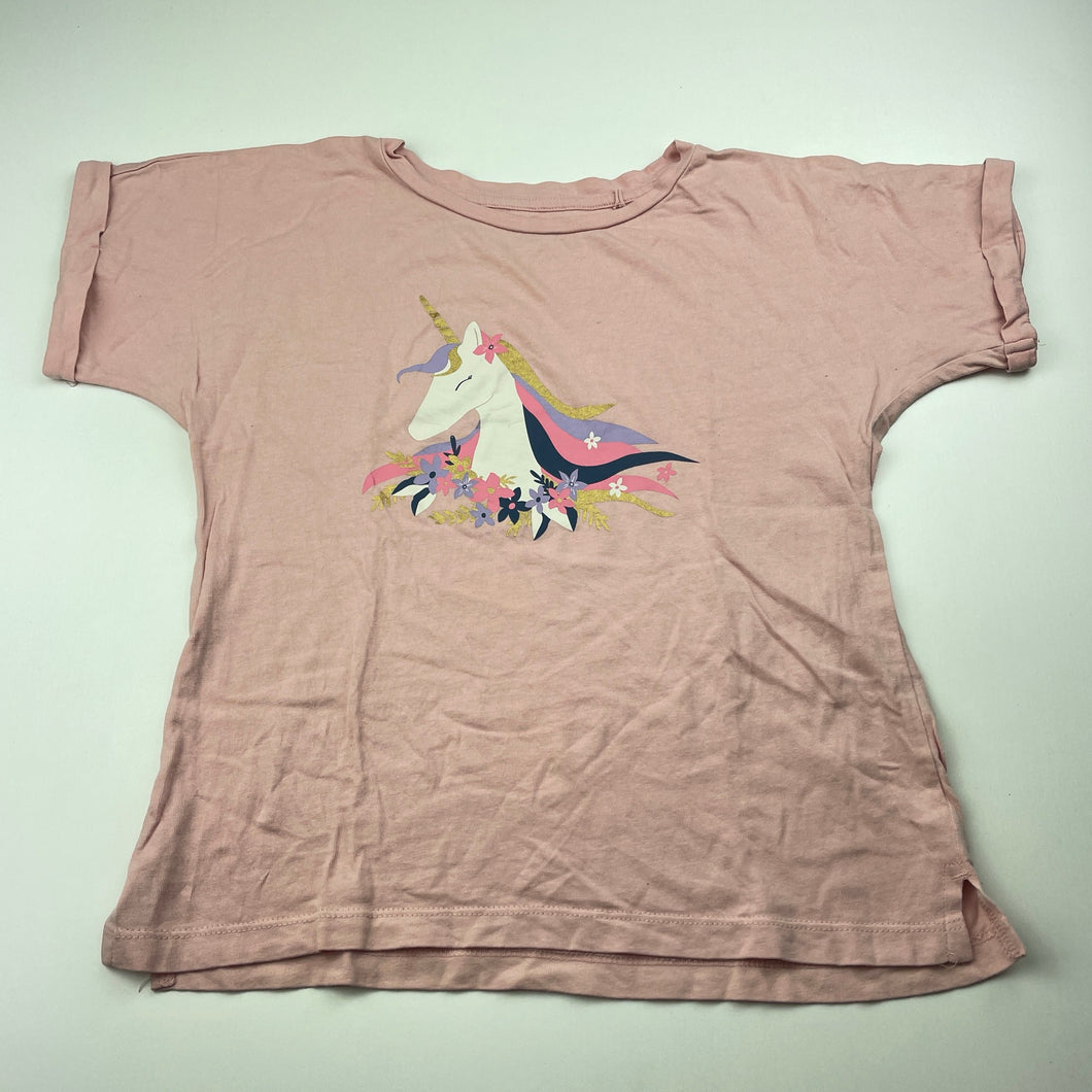 Girls Anko, pink cotton t-shirt / top, unicorn, FUC, size 9,  