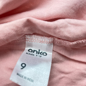 Girls Anko, pink cotton t-shirt / top, unicorn, FUC, size 9,  