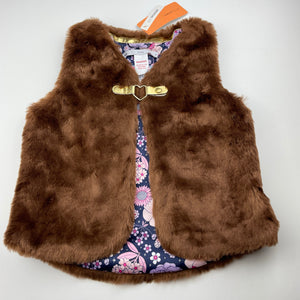 Girls Target, floral lined faux fur vest / jacket, NEW, size 4,  