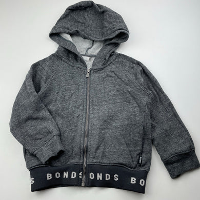 unisex Bonds, grey fleece lined zip hoodie sweater, GUC, size 3,  