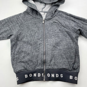 unisex Bonds, grey fleece lined zip hoodie sweater, GUC, size 3,  
