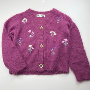 Girls Cotton On, embroidered soft fluffy cardigan / sweater, EUC, size 5-6,  