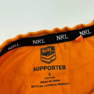 unisex NRL Supporter, West Tigers cotton t-shirt / top, GUC, size 5,  