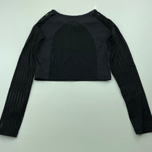 Load image into Gallery viewer, Girls SYLVIA P, black long sleeve cropped gymnastics top, EUC, size 6,  