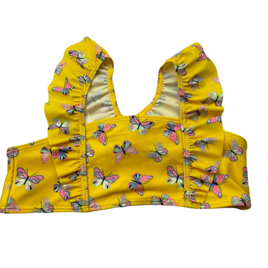 Girls H&M, yellow swim top, butterflies, EUC, size 7-8,  