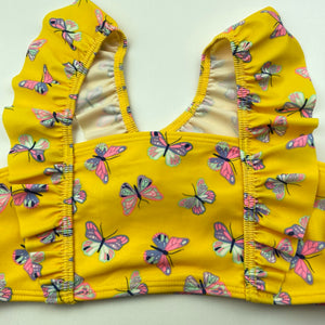 Girls H&M, yellow swim top, butterflies, EUC, size 7-8,  