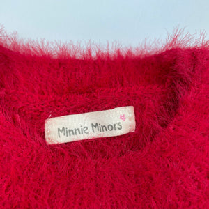 Girls Minnie Minors, red soft fluffy stretchy sweater / jumper, GUC, size 4,  