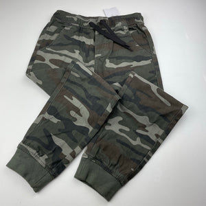 Boys Anko, camo print stretch cotton pants, elasticated, Inside leg: 53cm, NEW, size 7,  